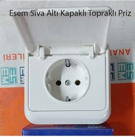 Resim Esem Sıva Altı Kapaklı Topraklı Priz 