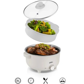 Resim 700W Çok Fonksiyonlu Buharlı Pişirici, Güveç, Pilav, Çorba, Haşlama, 3l, Beyaz 