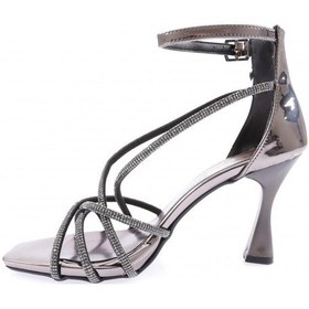 Resim Dgn Mnt-02-23y Kadin Silver Taşli Çapraz Bantli Abiye Ayakkabi MNT-02-1563-R3090 Platin 