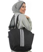 Resim SEVBAGS Kadın Siyah Spor Çizgili Kol Çantası 