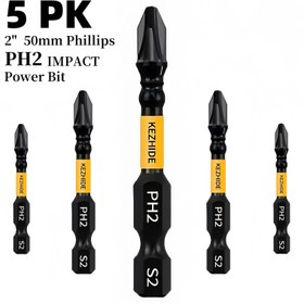 Resim KEZHIDE 5/10/20 adet 50mm/2" PHILLIPS PH2 Darbe Vidası Matkap Ucu, Plastik Ürünler, Ahşap Ürünler, Ev, Fabrika, Ofis vb. Metal Ürünler, Sarı/Siyah 