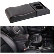 Resim Araba Çok Fonksiyonlu Çift Usb Kol Dayama Kutusu Booster Ped, Karbon Fiber Deri Kavisli Tip Black Red 