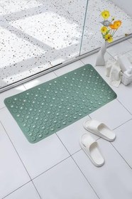 Resim Premium Serisi Banyo - Küvet İçi Kaydırmaz Vantuzlu Oluklu Desenli Diktördgen Paspas 67,5 x 34,5 cm, Yeşil 