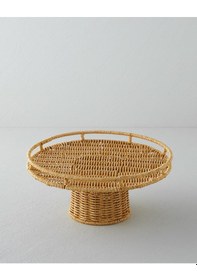 Resim Wicker Plastik Rattan Kek Standı 30 Cm Açık Kahverengi Kahverengi 
