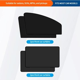 Resim Xuweiwei 4 Parça Manyetik Güneşlik Seti Ön 2 Arka 2 Parça Araç Yan Camları İçin Polyester 