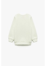 Resim Koton Kız Bebek Bisiklet Yaka Nakışlı Dokulu Uzun Kollu Sweatshirt Ekru 