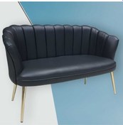 Resim Garden House Siyah Deri Gold Metal Ayaklı Papatya Ofis Koltuk Takımı Misafir Koltuğu Berjer Çok Renkli 