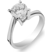 Resim Yuvarlak Model Gümüş Tektaş Yüzük - Standart 