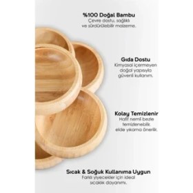 Resim ForWhat Büro Ev Ofis Atİştırma Keyfi İçin 3 Parça Ahşap Bambu Yapım Çerezlik Seti 