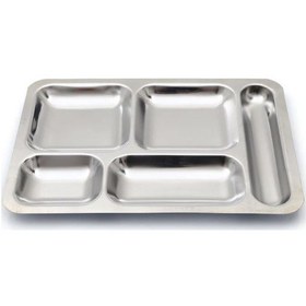 Resim Paslanmaz Çelik Tabldot 5 Bölmeli Yemek Servis Tabağı (10 Adet) 