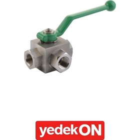 Resim Hidrolik 3-Yollu Ağı 316-L Paslanmaz Küresel Vanalar (L-Tipi) [su ve Kimyasal Akışkan Geçişi İçin Özel] - Viton 