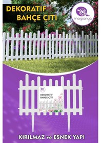 Resim Flower Plastik Bahçe Çiti Bordür Bahçe Koruma Dekorasyonu Kırılmaz Bahçe Çit 8 Ad 4,40 Mt Beyaz 