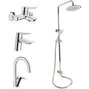 Resim Artema A45718 Solid S Batarya Seti + Punto Plus 3C Tepe Duş Seti Krom 