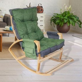 Resim Reyo Home Efes Lüks Çift Minderli Sallanan Sandalye Tv Koltuğu Gri/Yeşil 