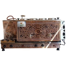 Resim 4 Gözlü Bakır Çay Ocağı Türk Bayrağı Sadece Elektrikli Çay Kazanı 