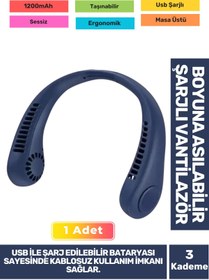 Resim Fantazer Özel Üretim Sessiz Eller Serbest Boyuna Asılabilir Şarjlı 3 Kademeli Vantilatör Klima Soğutucu Fan 