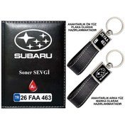 Resim Plakanıza Özel Subaru Logolu Siyah Ruhsat Kabı Ve Anahtarlık 