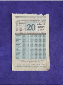 Resim 20 Aralık 2002 Takvim Yaprağı - Nostalji Koleksiyonluk Takvim Yaprağı 