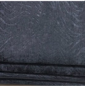 Resim Koltuk Çekyat Örtüsü Kaymaz Tabanlı Süngerli Kadife Kumaş Antrasit Rengi Gofraj Baskı Antrasit 