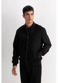 Resim DeFacto Slim Fit Süet Bomber Mont Ceket Dar Kesim Kolej Yaka Fermuarlı Çift Cepli Mevsimlik Baharlık Hafif A3866AX25SPBK27 