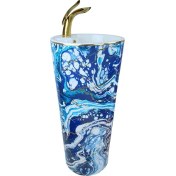Resim Pure Concept Ebru Mavi Altın Kolon Lavabo 