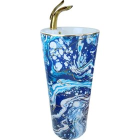 Resim Pure Concept Ebru Mavi Altın Kolon Lavabo 