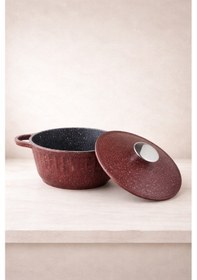 Resim Roma Serisi 5 Parça Mini Döküm Tencere Seti Bordo Alüminyum 