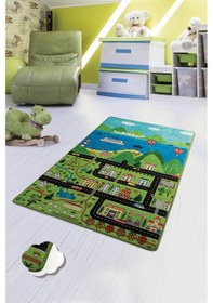 Resim Happy City Çocuk Halısı Djt Çocuk ve Bebek Halısı Yıkanabilir ,Kaymaz Taban Leke Tutmaz Çok Renkli 
