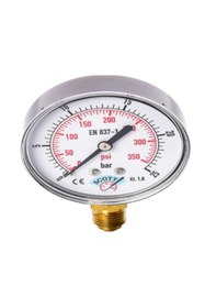 Resim SCOTT Ø 40 Mm Kuru Tip Manometre 1/8'' Alttan Bağlantılı 304 Pirinç Mekanizma ( -1/760 .....0bar ) 