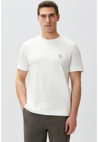 Resim Network Kırık Beyaz Göğüs Baskı Detaylı T-shirt 