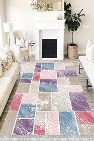 Resim Patchwork Westa Kaymaz Tabanlı Yıkanabilir Antibakteriyel Dijital Baskı Patchwork Halı Kilim, PW-8069A-WST-80X400 