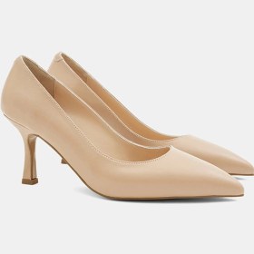 Resim Desa Kadın Ten Sivri Burunlu Klasik Deri Stiletto 