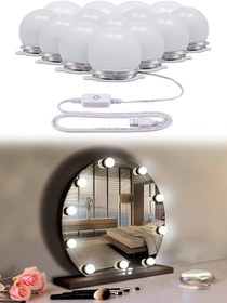 Resim Soillium USB Girişli Hollywood Tarzı 10'lu LED Işık Makyaj Masası İçin Yapıştırılabilir Dekoratif Işık 