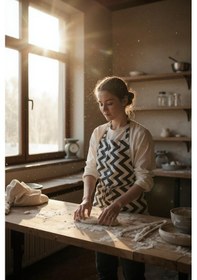 Resim Zikzak Desenli Mutfak Önlüğü Desenli 