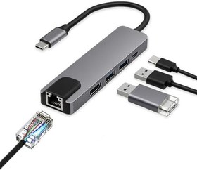 Resim Coverzone USB C 5in1 Çoklayıcı Adaptör - 4K HDMI, Gigabit LAN, USB-C PD, 2× USB 3.0 Portlu Type-C Hub | Laptop, MacBook ve Chromebook ile Uyumlu Bağlantı Genişletici Dönüştürücü | ZR34 