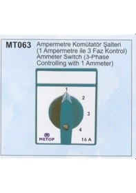 Resim Metop Mt063 16a Üç Fazlı Dört Konumlu Ampermetre Komütatörü 