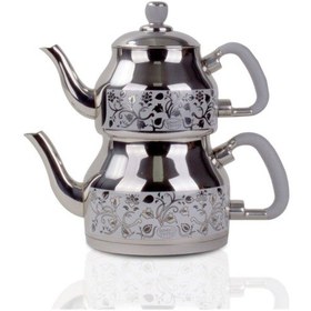 Resim Özkent K-331 Sembol Mini Çaydanlık Çiçek Desenli - Füme 