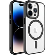 Resim Apple iPhone 14 Pro Max Wireless Şarj Özellikli Buttom Magsafe Silikon Kapak Siyah Kılıf Gpack