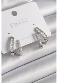 Resim Pirinç Gümüş Renk Zirkon Taşlı Kadın Küpe Açık Gold 35976972 