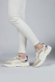Resim Jump 29092 Beyaz - Bej Kadın Sneaker Günlük Spor Ayakkabı Beyaz - Bej - Mor | Orjinal 