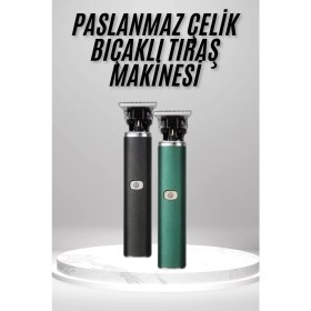 Resim Teknodayım Tıraş Makinesi Profesyonel Paslanmaz Çelik T-Bıçak Saç Sakal Ense Vücut 