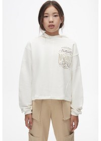 Resim Kız Kapuşonlu Sweatshirt 24knk37808 Ekru 