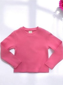 Resim Kız Çocuk Pamuklu Kaşkorse Crop Bluz-15213 Fuşya 