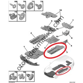 Resim Peugeot 3008 (2016-2023) Alt Sol Koruma Muhafaza Plastiği (Orijinal) 