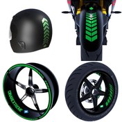 Resim Moto Rider 4'lü Sticker Seti Orman Yeşili İç Dış Jant Şeridi Kask ve Çamurluk Çınar Extreme 