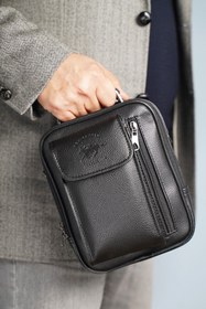 Resim Adelina Bags Adelina Erkek Siyah Deri Çelik Kasalı Telefon Bölmeli El Ve Omuz Çantası 