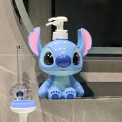 Resim 1 adet Disney Stitch Sabun ve Losyon Dağıtıcısı - Şampuan, El Yıkama ve Losyon için Sevimli Mavi Plastik Şişe, Sevgililer Günü, Cadılar Bayramı, Noel, Şükran Günü için İdeal Hediye 