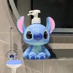 Resim 1 adet Disney Stitch Sabun ve Losyon Dağıtıcısı - Şampuan, El Yıkama ve Losyon için Sevimli Mavi Plastik Şişe, Sevgililer Günü, Cadılar Bayramı, Noel, Şükran Günü için İdeal Hediye 