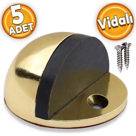 Resim Badem10 Yarımay Kapı Stoperi Tamponu Vidalı Metal Kapı Stopu Durdurucu Tutucu Albrifin ( 5 Adet ) 
