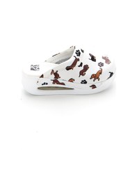 Resim Drmoon Köpek Desenli Airmax Taban Hakiki Deri Sabo Kadın Terlik Beyaz 